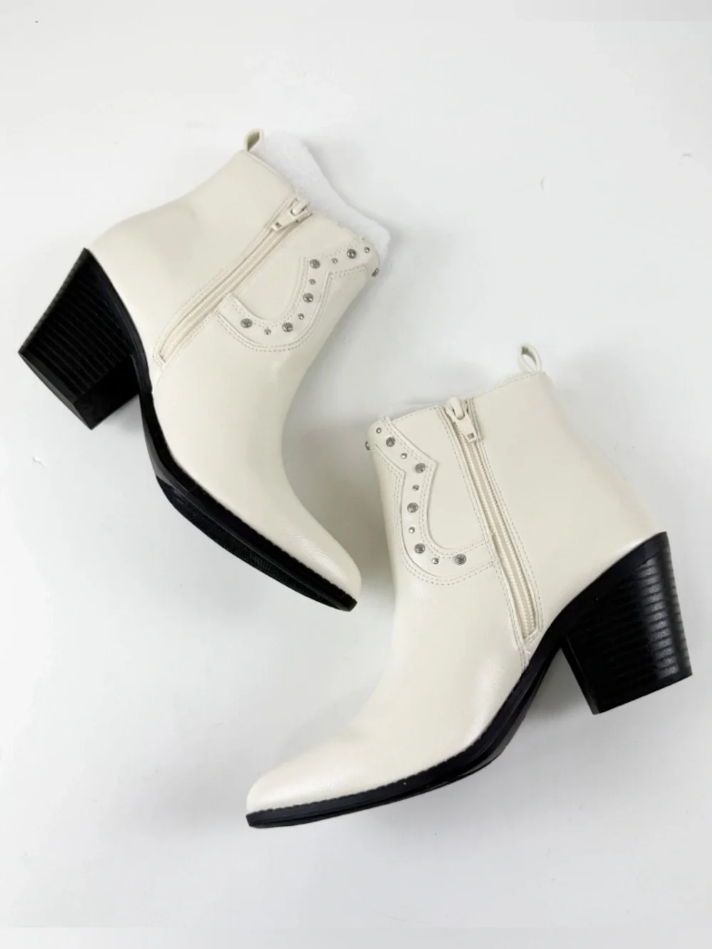 Sun + Stone Indiana Cowboy Booties Womens White 5M NEW